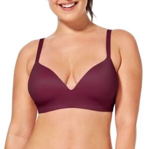 Tommy John second skin lightly lined burgundy demi bra wire free size 38C